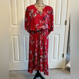 Nurture by Westbound Sz 2X High-Low V-Neck Elbow Sleeve Shift Midi Dress. NWT